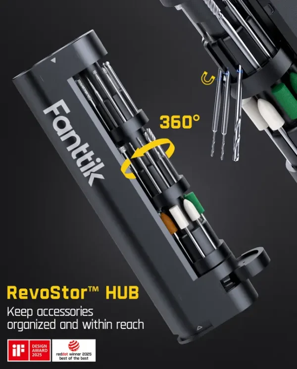 Fanttik F2 Master Mini Cordless Rotary Tool Kit 4V, Brushless Motor 25000 RPM, Revostor Hub, 35 Accessories, Portable Lightweight Design Drill Bits, for 3D printer - Image 2
