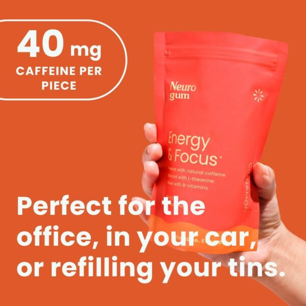 NeuroGum Energy & Focus Gum (90 Count Bag, Peppermint) | 40mg Natural Caffeine + L-Theanine + Vitamin B12 & B6 + Xylitol | Sugar Free Nootropic Cognitive Brain Performance Supplement - Image 9