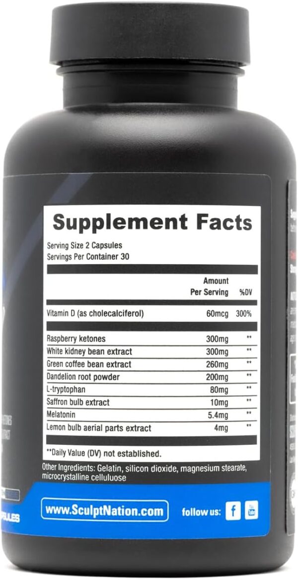 Sculpt Nation by V Shred - Daytime Metabolism Support with Chromium, Symnema Leaf Extract and Alpinia Galanga Root Powder Extract - 60 Natural Veggie Pills - 2 Pack - Image 7