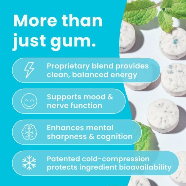 NeuroGum Energy & Focus Gum (90 Count Bag, Peppermint) | 40mg Natural Caffeine + L-Theanine + Vitamin B12 & B6 + Xylitol | Sugar Free Nootropic Cognitive Brain Performance Supplement - Image 3