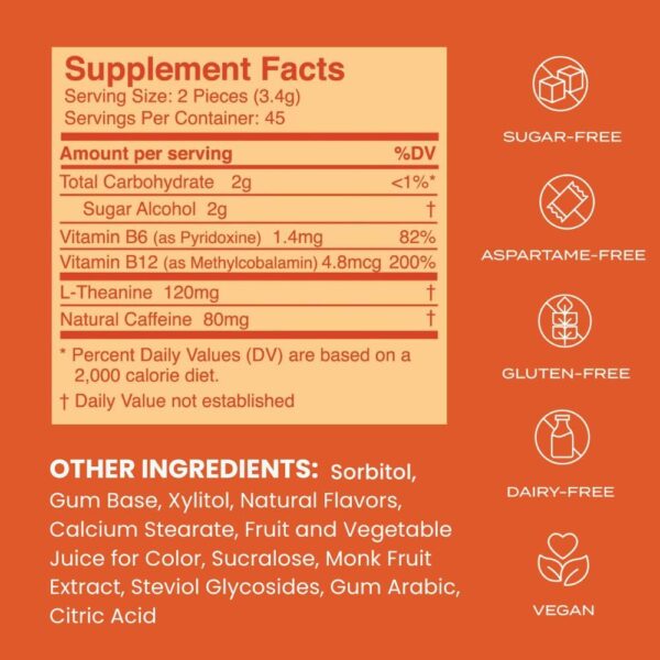 NeuroGum Energy & Focus Gum (90 Count Bag, Peppermint) | 40mg Natural Caffeine + L-Theanine + Vitamin B12 & B6 + Xylitol | Sugar Free Nootropic Cognitive Brain Performance Supplement - Image 14