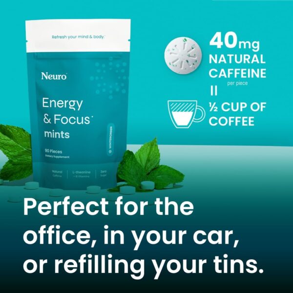 NeuroGum Energy & Focus Gum (54 Count-6 Pack, Peppermint) | 40mg Natural Caffeine + L-Theanine + Vitamin B12 & B6 + Xylitol | Sugar Free Nootropic Cognitive Brain Performance Supplement - Image 5