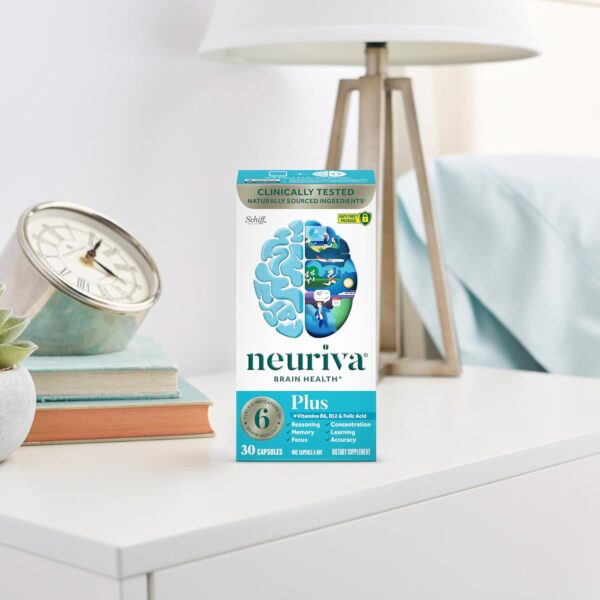 NEURIVA Plus Brain Supplement for Memory and Focus Clinically Tested Nootropics for Concentration for Mental Clarity, Cognitive Enhancement Vitamins B6, B12, Phosphatidylserine 30 Capsules - Image 18