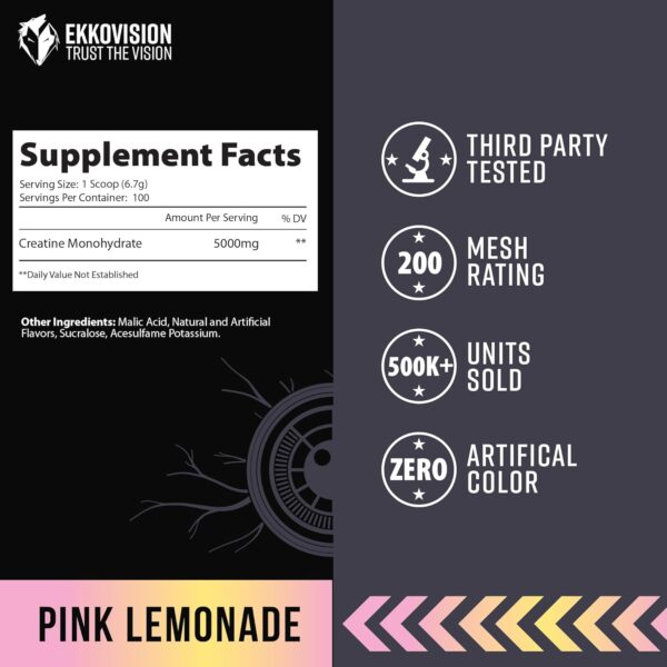 Creatine Monohydrate Powder, Micronized, Sour Watermelon, Pre & Post Workout Supplement for Men and Women, Energy Support, Easy to Mix in Shakes, Smoothies & Beverages, 100 Servings - Image 4