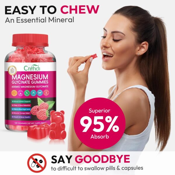 Magnesium Glycinate Gummies for Adults, High Absorption Magnesium and Potassium Gummies with L-Threonate, Calcium, B6, D3, Sugar Free Chews, Relaxation, Stress Relief, Night Rest - Image 70
