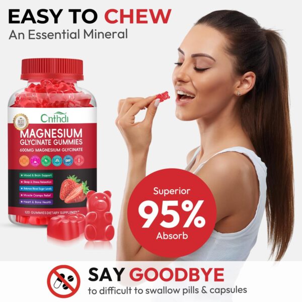 Magnesium Glycinate Gummies for Adults, High Absorption Magnesium and Potassium Gummies with L-Threonate, Calcium, B6, D3, Sugar Free Chews, Relaxation, Stress Relief, Night Rest - Image 62