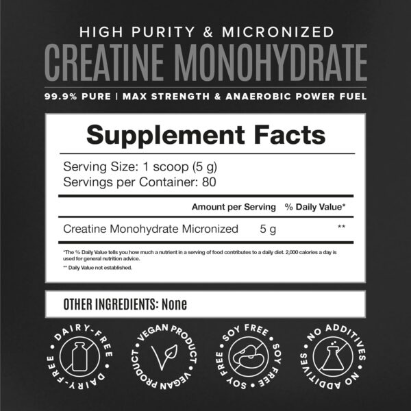 Micronized Creatine Monohydrate Capsules for Muscle Growth & Recovery, Pre & Post Workout, Vegan Creatine, Caffeine Free, Gluten Free, Sugar Free | 50 Servings | 250 Capsules - Image 7
