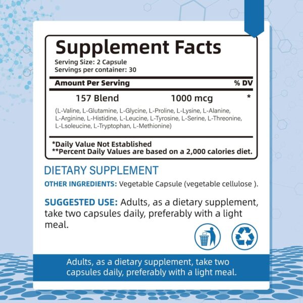 Collagen Peptide Capsules 157 - Amino Acids Supplement - Supports Healthy Muscles & Gut, 1000mgc - Image 9
