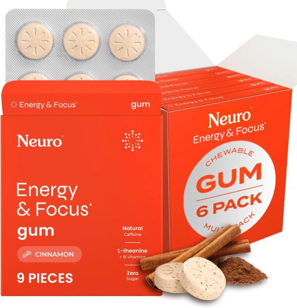 NeuroGum Energy & Focus Gum (54 Count-6 Pack, Peppermint) | 40mg Natural Caffeine + L-Theanine + Vitamin B12 & B6 + Xylitol | Sugar Free Nootropic Cognitive Brain Performance Supplement - Image 14
