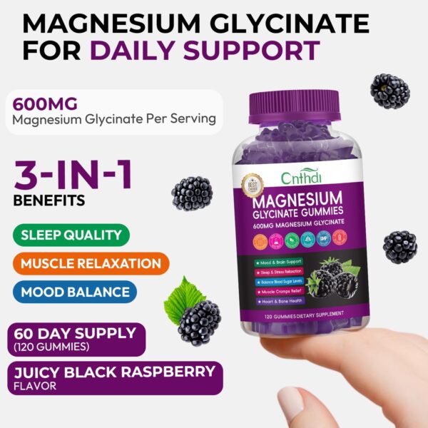 Magnesium Glycinate Gummies for Adults, High Absorption Magnesium and Potassium Gummies with L-Threonate, Calcium, B6, D3, Sugar Free Chews, Relaxation, Stress Relief, Night Rest - Image 31