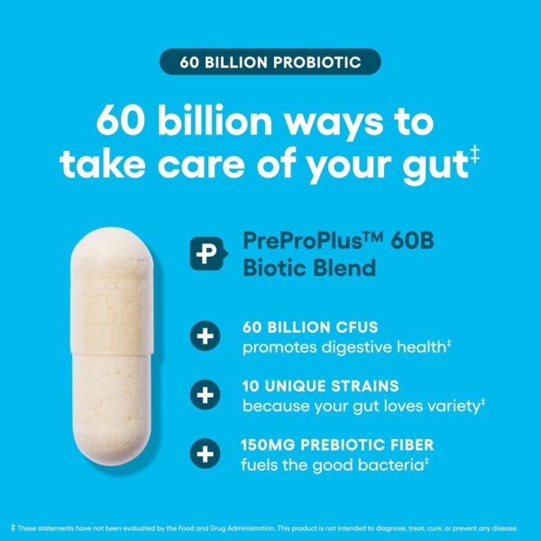 Physician's CHOICE Probiotics 60 Billion CFU - 10 Strains + Organic Prebiotics - Immune, Digestive & Gut Health - Supports Occasional Constipation, Diarrhea, Gas & Bloating - for Women & Men - 60ct - Image 4