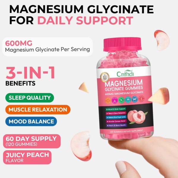 Magnesium Glycinate Gummies for Adults, High Absorption Magnesium and Potassium Gummies with L-Threonate, Calcium, B6, D3, Sugar Free Chews, Relaxation, Stress Relief, Night Rest - Image 15