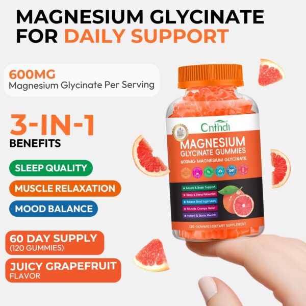 Magnesium Glycinate Gummies for Adults, High Absorption Magnesium and Potassium Gummies with L-Threonate, Calcium, B6, D3, Sugar Free Chews, Relaxation, Stress Relief, Night Rest - Image 55