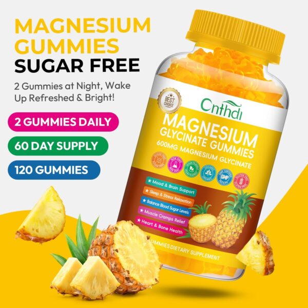 Magnesium Glycinate Gummies for Adults, High Absorption Magnesium and Potassium Gummies with L-Threonate, Calcium, B6, D3, Sugar Free Chews, Relaxation, Stress Relief, Night Rest - Image 42