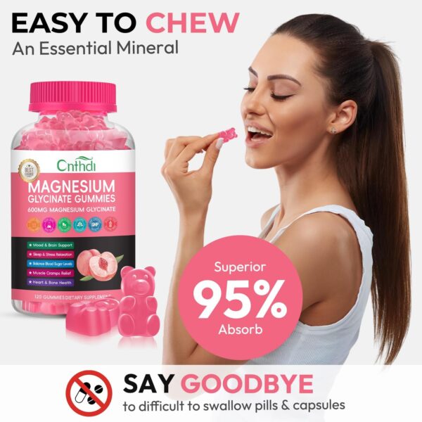 Magnesium Glycinate Gummies for Adults, High Absorption Magnesium and Potassium Gummies with L-Threonate, Calcium, B6, D3, Sugar Free Chews, Relaxation, Stress Relief, Night Rest - Image 14