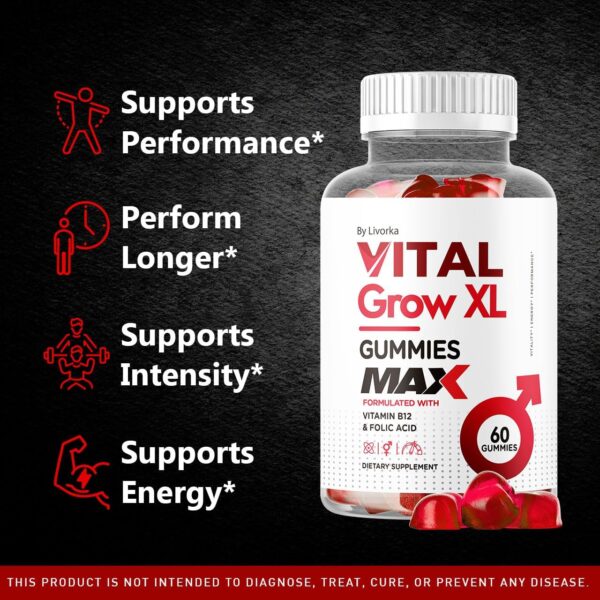 (2 Pack) Vital Grow XL Male Gummies - Men's Performance Gummies 1050MG Vital GrowXL Blend, Vital Growth Gummy Advanced Gomitas Formula, 120 Gummies for 2 Months - Image 2