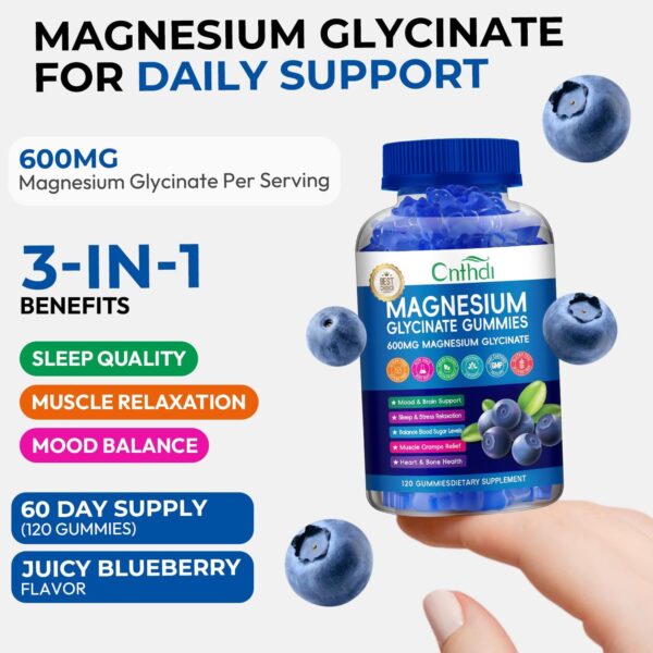 Magnesium Glycinate Gummies for Adults, High Absorption Magnesium and Potassium Gummies with L-Threonate, Calcium, B6, D3, Sugar Free Chews, Relaxation, Stress Relief, Night Rest - Image 7