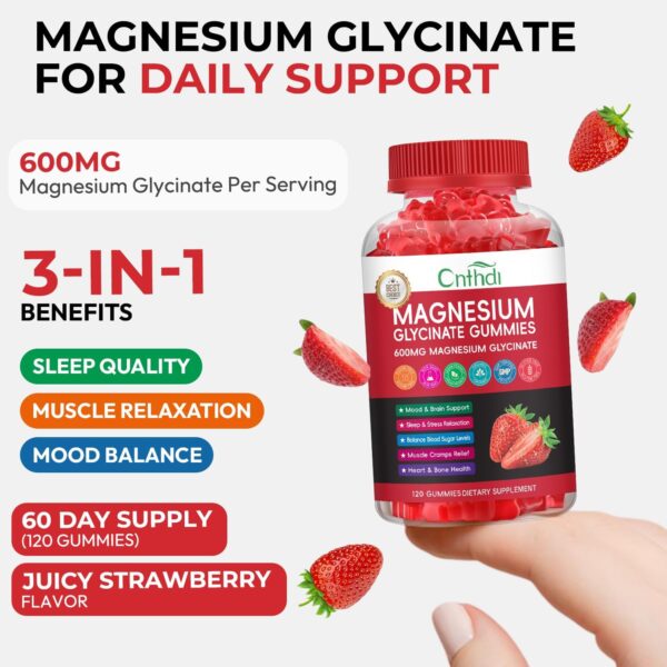 Magnesium Glycinate Gummies for Adults, High Absorption Magnesium and Potassium Gummies with L-Threonate, Calcium, B6, D3, Sugar Free Chews, Relaxation, Stress Relief, Night Rest - Image 63