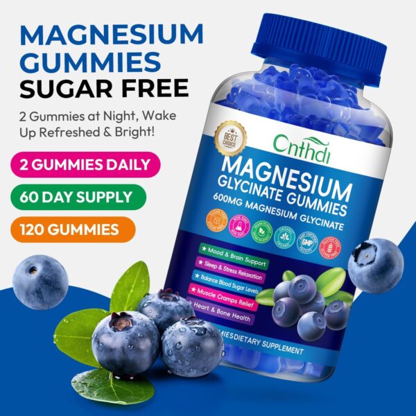 Magnesium Glycinate Gummies for Adults, High Absorption Magnesium and Potassium Gummies with L-Threonate, Calcium, B6, D3, Sugar Free Chews, Relaxation, Stress Relief, Night Rest - Image 3