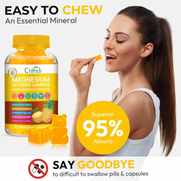 Magnesium Glycinate Gummies for Adults, High Absorption Magnesium and Potassium Gummies with L-Threonate, Calcium, B6, D3, Sugar Free Chews, Relaxation, Stress Relief, Night Rest - Image 45