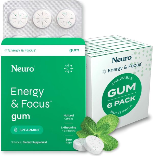 NeuroGum Energy & Focus Gum (54 Count-6 Pack, Peppermint) | 40mg Natural Caffeine + L-Theanine + Vitamin B12 & B6 + Xylitol | Sugar Free Nootropic Cognitive Brain Performance Supplement - Image 20