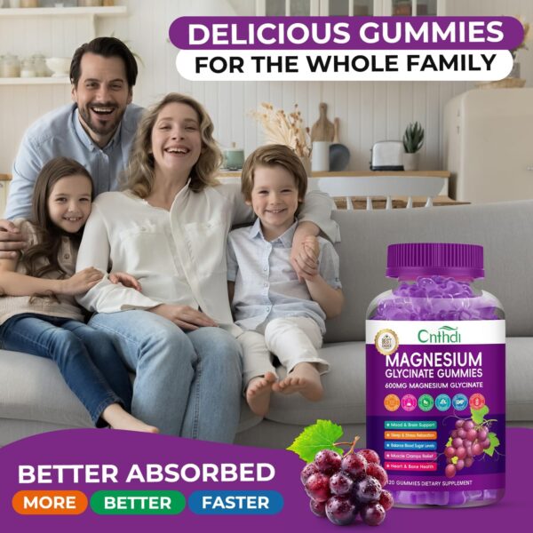 Magnesium Glycinate Gummies for Adults, High Absorption Magnesium and Potassium Gummies with L-Threonate, Calcium, B6, D3, Sugar Free Chews, Relaxation, Stress Relief, Night Rest - Image 21