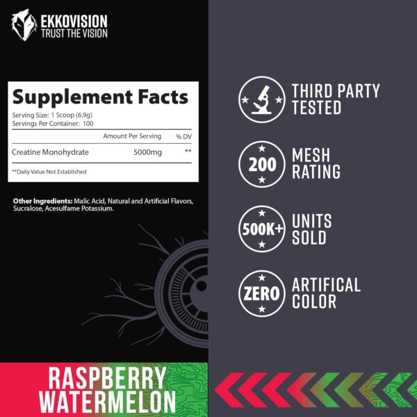 Creatine Monohydrate Powder, Micronized, Sour Watermelon, Pre & Post Workout Supplement for Men and Women, Energy Support, Easy to Mix in Shakes, Smoothies & Beverages, 100 Servings - Image 20