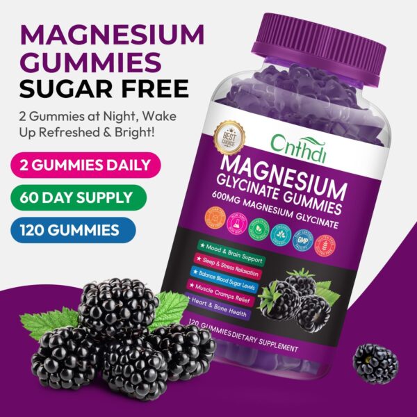 Magnesium Glycinate Gummies for Adults, High Absorption Magnesium and Potassium Gummies with L-Threonate, Calcium, B6, D3, Sugar Free Chews, Relaxation, Stress Relief, Night Rest - Image 27