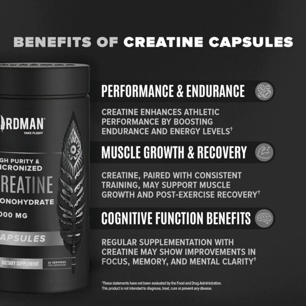 Micronized Creatine Monohydrate Capsules for Muscle Growth & Recovery, Pre & Post Workout, Vegan Creatine, Caffeine Free, Gluten Free, Sugar Free | 50 Servings | 250 Capsules - Image 29
