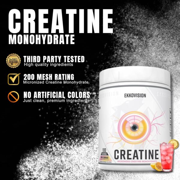 Creatine Monohydrate Powder, Micronized, Sour Watermelon, Pre & Post Workout Supplement for Men and Women, Energy Support, Easy to Mix in Shakes, Smoothies & Beverages, 100 Servings - Image 2