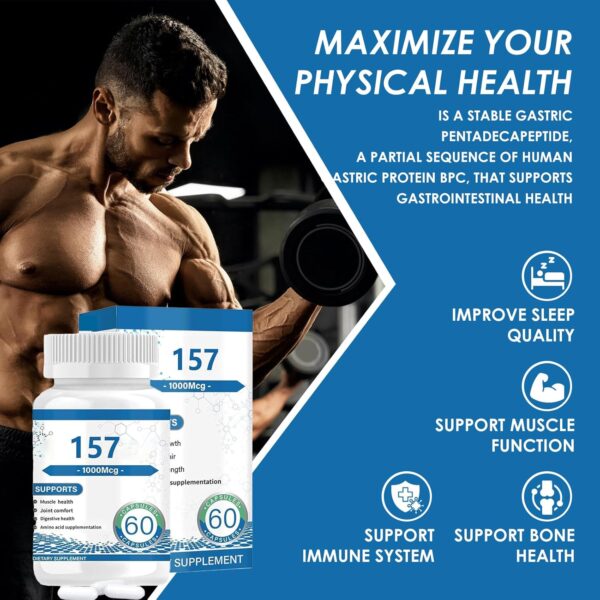 Collagen Peptide Capsules 157 - Amino Acids Supplement - Supports Healthy Muscles & Gut, 1000mgc - Image 2