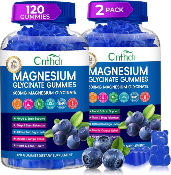 Magnesium Glycinate Gummies for Adults, High Absorption Magnesium and Potassium Gummies with L-Threonate, Calcium, B6, D3, Sugar Free Chews, Relaxation, Stress Relief, Night Rest