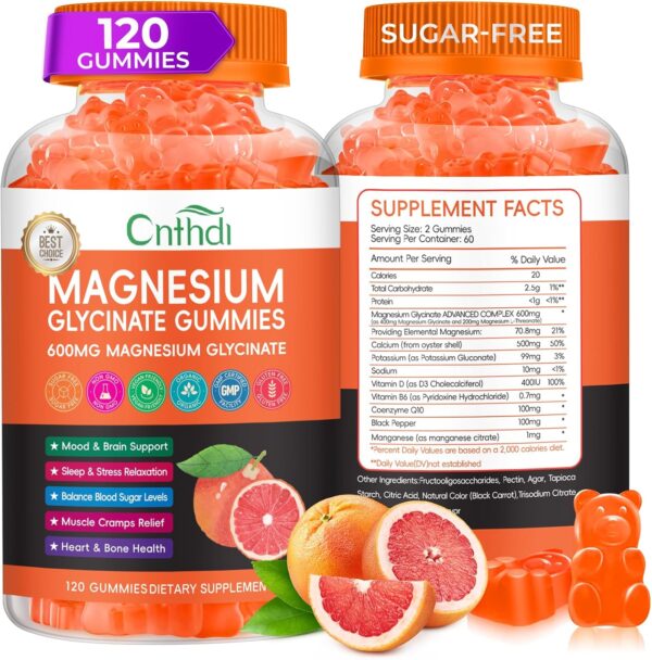 Magnesium Glycinate Gummies for Adults, High Absorption Magnesium and Potassium Gummies with L-Threonate, Calcium, B6, D3, Sugar Free Chews, Relaxation, Stress Relief, Night Rest - Image 49