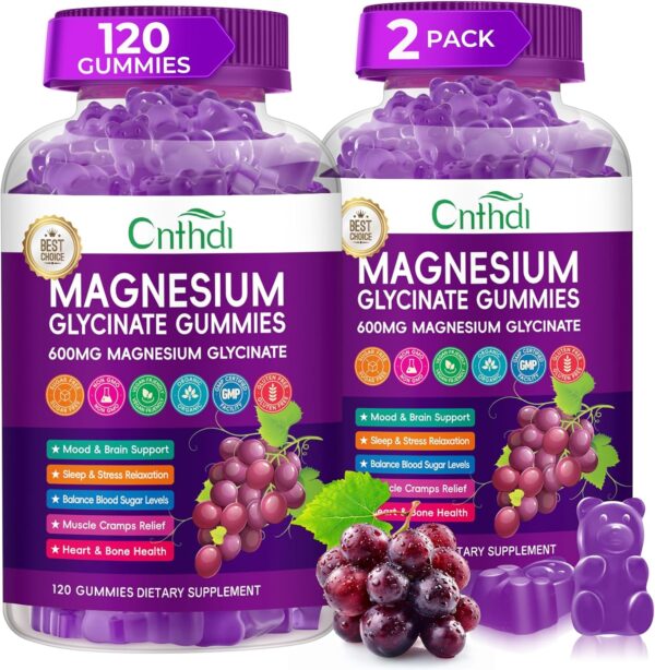 Magnesium Glycinate Gummies for Adults, High Absorption Magnesium and Potassium Gummies with L-Threonate, Calcium, B6, D3, Sugar Free Chews, Relaxation, Stress Relief, Night Rest - Image 23