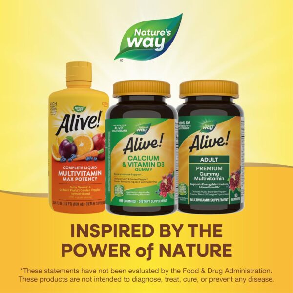 Nature's Way Alive! Daily Calcium & Vitamin D3 Gummies, Bone Support*, Immune Support*, Strawberry and Raspberry- Lemonade Flavored, 60 Gummies - Image 11