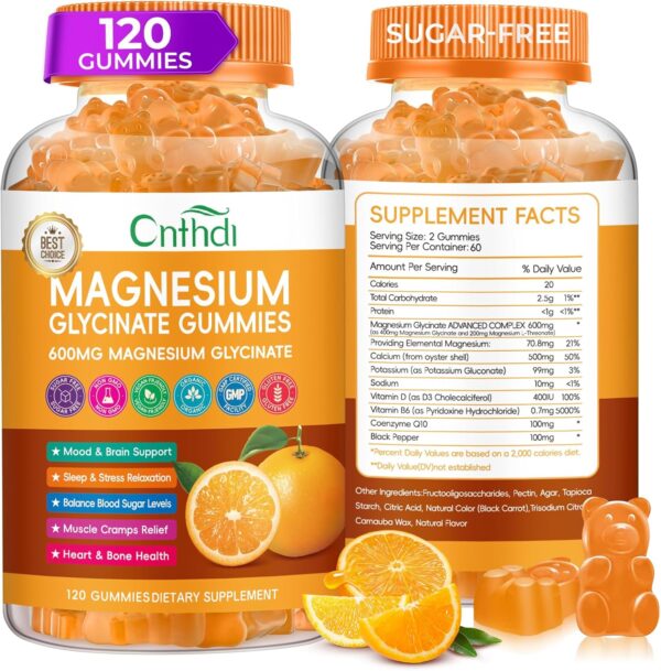 Magnesium Glycinate Gummies for Adults, High Absorption Magnesium and Potassium Gummies with L-Threonate, Calcium, B6, D3, Sugar Free Chews, Relaxation, Stress Relief, Night Rest - Image 48