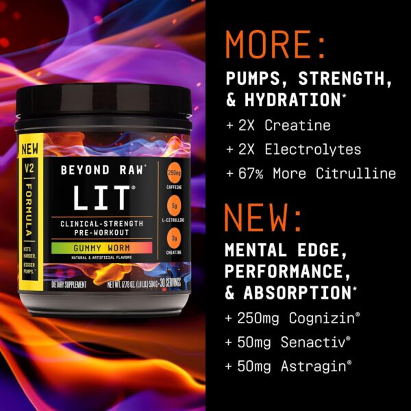 Beyond Raw LIT Pre-Workout - Blue Raspberry (30 Servings) - Image 14