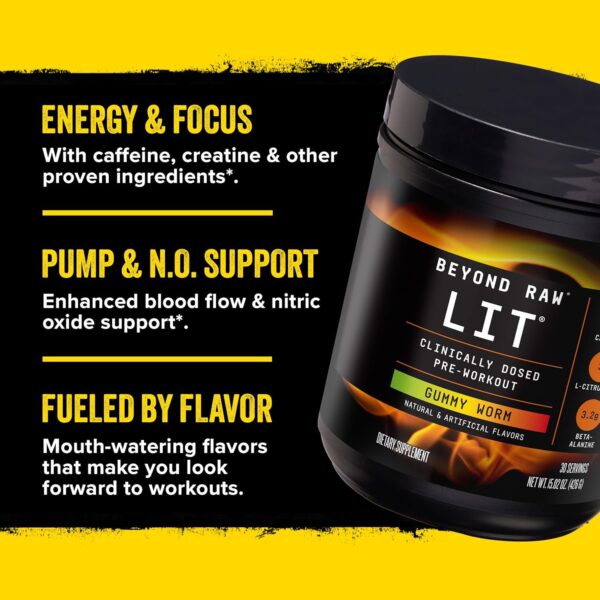 Beyond Raw LIT Pre-Workout - Blue Raspberry (30 Servings) - Image 6