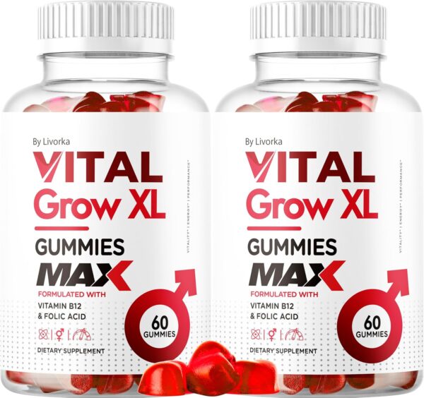 (2 Pack) Vital Grow XL Male Gummies - Men's Performance Gummies 1050MG Vital GrowXL Blend, Vital Growth Gummy Advanced Gomitas Formula, 120 Gummies for 2 Months
