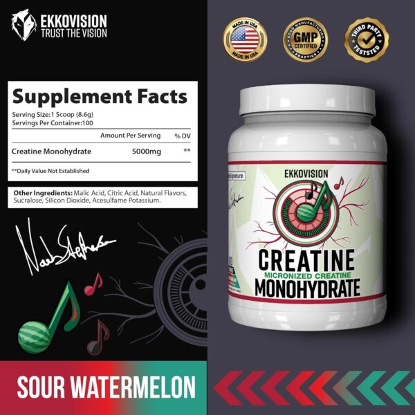 Creatine Monohydrate Powder, Micronized, Sour Watermelon, Pre & Post Workout Supplement for Men and Women, Energy Support, Easy to Mix in Shakes, Smoothies & Beverages, 100 Servings - Image 17