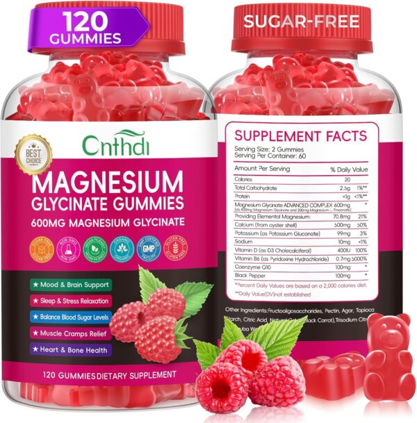 Magnesium Glycinate Gummies for Adults, High Absorption Magnesium and Potassium Gummies with L-Threonate, Calcium, B6, D3, Sugar Free Chews, Relaxation, Stress Relief, Night Rest - Image 65