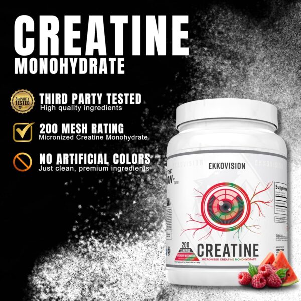 Creatine Monohydrate Powder, Micronized, Sour Watermelon, Pre & Post Workout Supplement for Men and Women, Energy Support, Easy to Mix in Shakes, Smoothies & Beverages, 100 Servings - Image 9