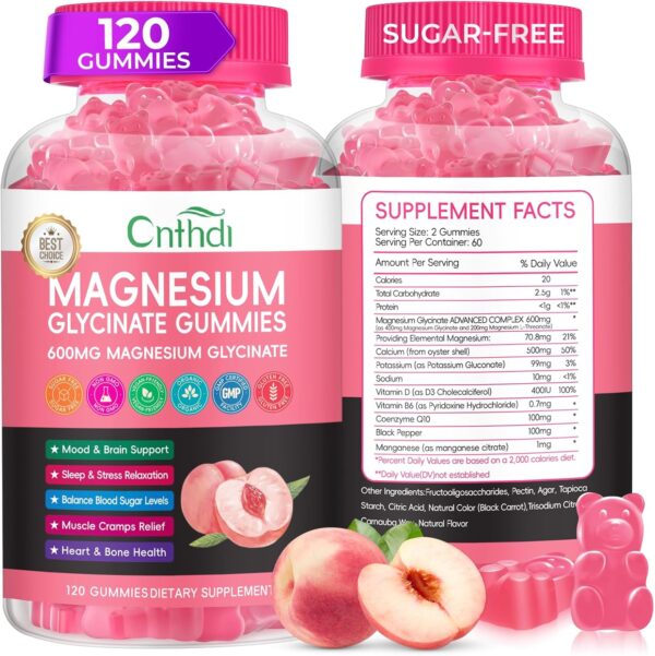 Magnesium Glycinate Gummies for Adults, High Absorption Magnesium and Potassium Gummies with L-Threonate, Calcium, B6, D3, Sugar Free Chews, Relaxation, Stress Relief, Night Rest - Image 16