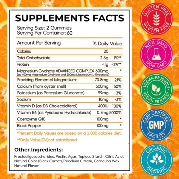 Magnesium Glycinate Gummies for Adults, High Absorption Magnesium and Potassium Gummies with L-Threonate, Calcium, B6, D3, Sugar Free Chews, Relaxation, Stress Relief, Night Rest - Image 34