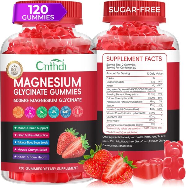 Magnesium Glycinate Gummies for Adults, High Absorption Magnesium and Potassium Gummies with L-Threonate, Calcium, B6, D3, Sugar Free Chews, Relaxation, Stress Relief, Night Rest - Image 64