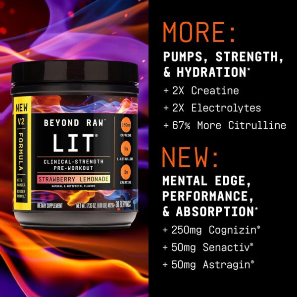 Beyond Raw LIT Pre-Workout - Blue Raspberry (30 Servings) - Image 22