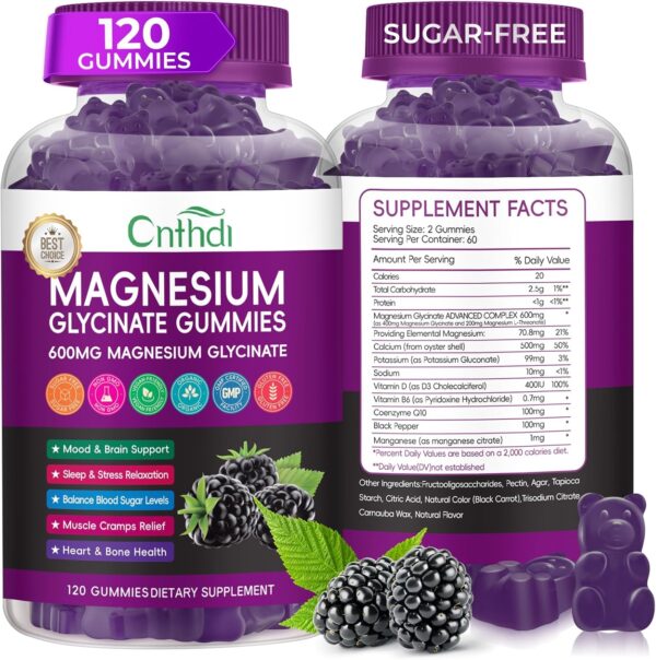 Magnesium Glycinate Gummies for Adults, High Absorption Magnesium and Potassium Gummies with L-Threonate, Calcium, B6, D3, Sugar Free Chews, Relaxation, Stress Relief, Night Rest - Image 32