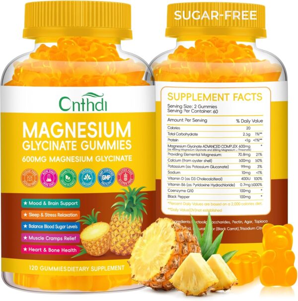 Magnesium Glycinate Gummies for Adults, High Absorption Magnesium and Potassium Gummies with L-Threonate, Calcium, B6, D3, Sugar Free Chews, Relaxation, Stress Relief, Night Rest - Image 40