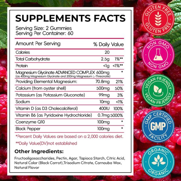 Magnesium Glycinate Gummies for Adults, High Absorption Magnesium and Potassium Gummies with L-Threonate, Calcium, B6, D3, Sugar Free Chews, Relaxation, Stress Relief, Night Rest - Image 66