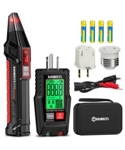 KAIWEETS AC Circuit Breaker Finder Tool with Alert LCD Display, 2-Piece Set Electric Tester and Voltage Tester with Transmitter and Receiver, NCV Function & Flashlight, Non-Contact Cable Tester and Integrated GFCI Outlet Tester, Portable Detector